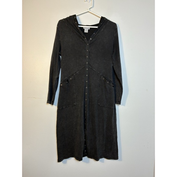 Soft Surroundings Dresses & Skirts - Soft Surrounding Long Sleeve Dress Snap Up 100% Cotton Black Sz‎ XSP Oversized